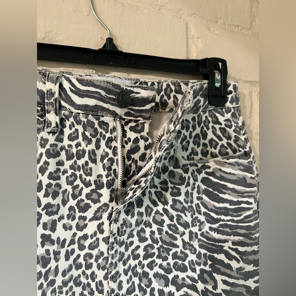Current/Elliot size 26 cream and gray cheetah animal print denim mini skirt - Picture 8 of 11